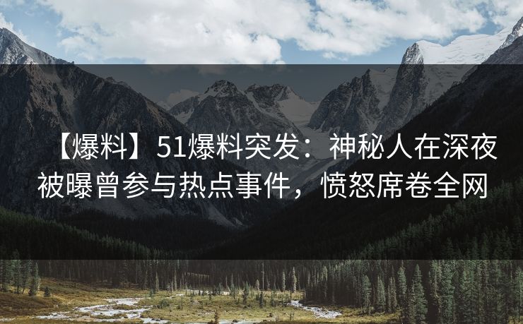 【爆料】51爆料突发：神秘人在深夜被曝曾参与热点事件，愤怒席卷全网