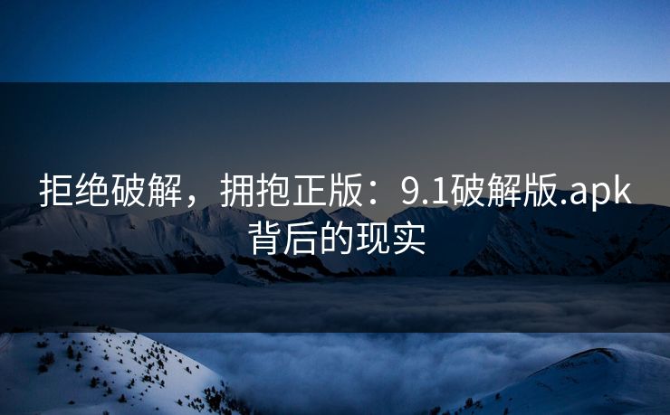拒绝破解，拥抱正版：9.1破解版.apk背后的现实
