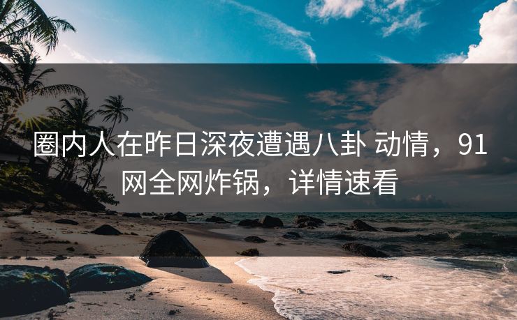 圈内人在昨日深夜遭遇八卦 动情，91网全网炸锅，详情速看