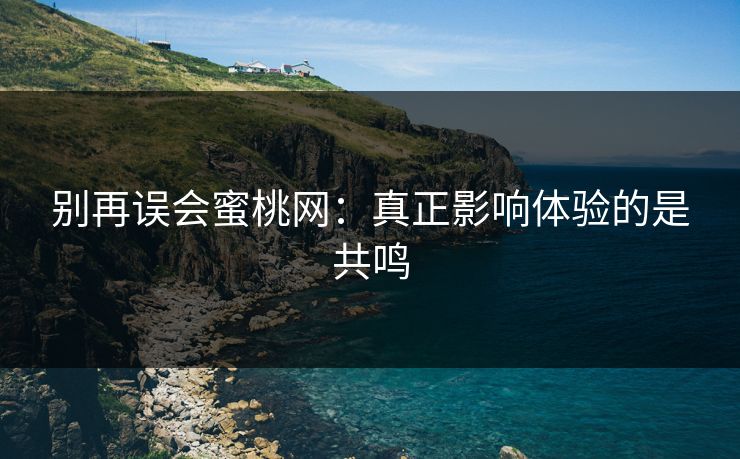 别再误会蜜桃网：真正影响体验的是共鸣